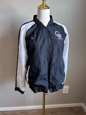 Nike Black White purple Colorado Rockies baseball dugout Jacket sports athletic